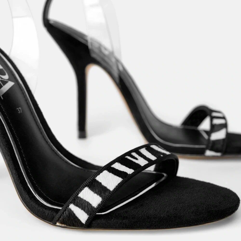 ZARA BNWT Vinyl and Animal Print Sandals - Picture 7 of 8